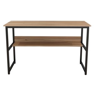 Melamine desk in walnut with black metal frame 120x50x75cm Hm2131,02