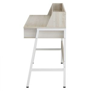 Melamine desk in sonama and white with white metal frame 104χ48χ89hcm Hm2129.01