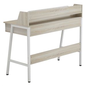 Melamine desk in sonama and white with white metal frame 104χ48χ89hcm Hm2129.01