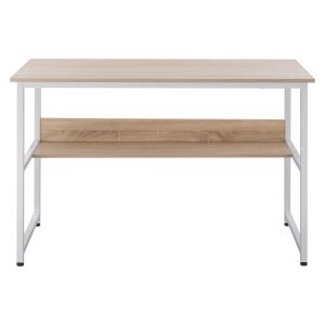 Melamine desk in sonama with white matte metal frame 120x50x75cm Hm2131,01