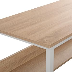 Melamine desk in sonama with white matte metal frame 120x50x75cm Hm2131,01