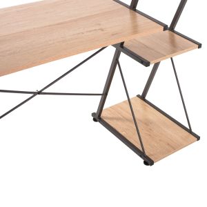 Black metal desk with oak-colored plywood top 116x48x89.5hcm Hm9317