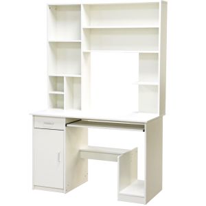 Desk with bookcase Hm2032,03 Status in white color 120x55x182