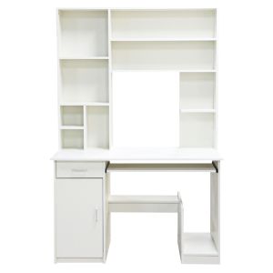 Desk with bookcase Hm2032,03 Status in white color 120x55x182
