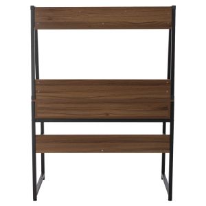 Desk with bookcase Hm2390,12 melamine in walnut; metal black frame 100x48x139hcm