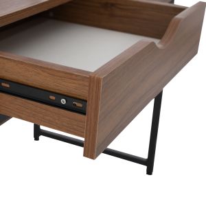 Desk with bookcase Hm2390,12 melamine in walnut; metal black frame 100x48x139hcm