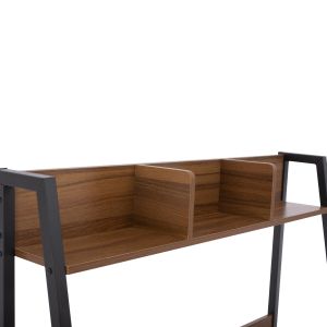 Desk with bookcase Hm2390,12 melamine in walnut; metal black frame 100x48x139hcm