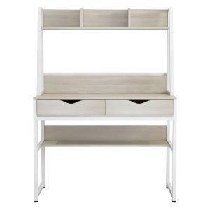 Desk with bookcase Hm2390,13 melamine in sonama metal white frame 100x48x139hcm
