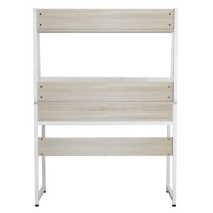 Desk with bookcase Hm2390,13 melamine in sonama metal white frame 100x48x139hcm