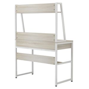 Desk with bookcase Hm2390,13 melamine in sonama metal white frame 100x48x139hcm