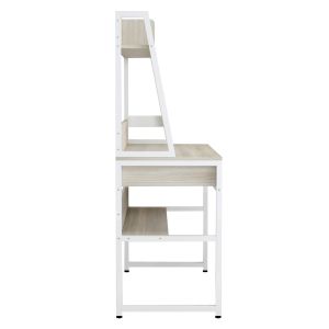Desk with bookcase Hm2390,13 melamine in sonama metal white frame 100x48x139hcm