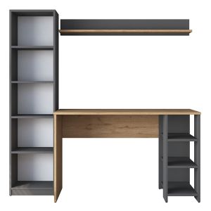 Desk with shelf Goldie anthracite/natural 160x45x161.8cm