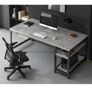 Desk with shelf - MDF design gray marble 120x60x76cm