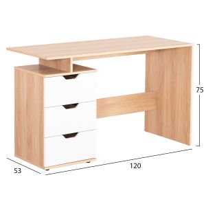 Desk with drawers Colt Hm18291 melamine in sonama-white 120x53x75hcm.