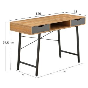 Desk, walnut-gray-black, 120x48x76.5 Hm2128.03
