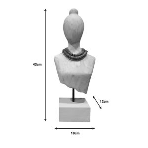 Bust Kasma Inart made of solid mango wood and metal 18x12x43cm