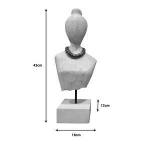 Bust Kasma Inart made of solid mango wood and metal 18x12x43cm