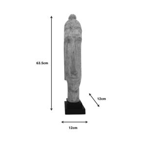 Inart Buddha bust made of solid mango wood 12x12x63.5cm