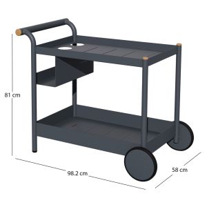 Buffet - trolley with 2 wheels Malcolm Sm6492.01 dark gray aluminum 98.2x58x81cm.