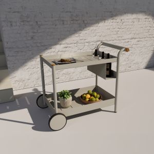 Buffet - trolley with 2 wheels Malcolm Sm6492.04 light gray aluminum 98.2x58x81cm.