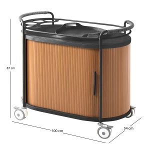 Buffet - trolley with wheels Destiny Sm6321.02 aluminum top with sintered stone, sintered, black coal, 100x54x87cm.