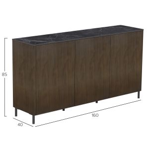 Бюфет Horizon Sm18092 керамичен плот - орехов фурнир - метални крака 160x40x85всм.