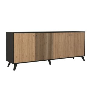 БЮФЕТ KRUDEN HM9446.11 МЕЛАМИН В ЧЕРНО-НАТУРАЛЕН 180x40x78.6Hcm.