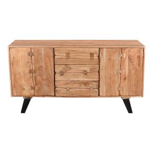 Buffet Leontina Fansi acacia solid wood natural color and black metal legs 150x45x86cm