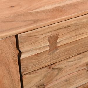 Buffet Leontina Fansi acacia solid wood natural color and black metal legs 150x45x86cm