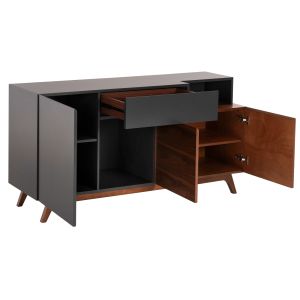 Бюфет Preda Hm9747 от фурнирован Mdf цвят орех/тъмно сив 167x28-40x80hcm