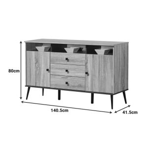 Zezan buffet in sonoma-dark gray color 140.5x41.5x80cm