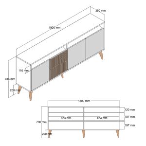 Walnut color melamine buffet Hm9431.01