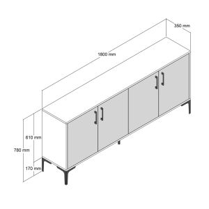 Walnut color melamine buffet with marble design Hm9428.02