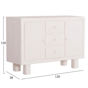 Бюфет серия Santorini Hm18048 мдф в без бял цвят-3 чекмеджета и 2 врати 120x38x80hcm.