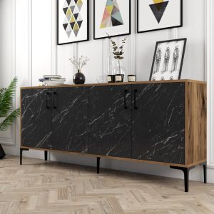 Walnut-colored buffet with marble design Hm9428.03