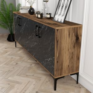 Walnut-colored buffet with marble design Hm9428.03
