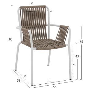 White aluminum chair Hm5784,01 56x58x85cm