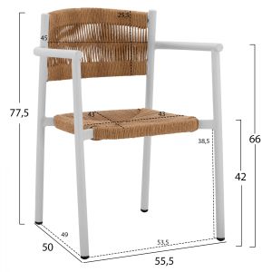 White aluminum chair Hm5786.01 55.5x50x77.5cm