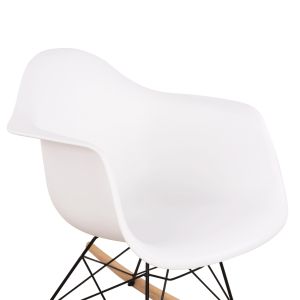 White rocking chair Mirto Art polypropylene-metal-wood 61x71x64cm Hm0035,11