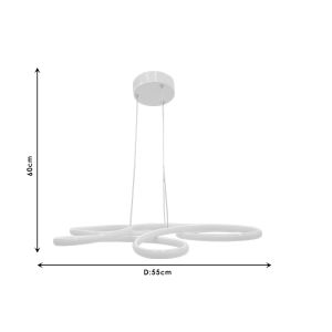 Бял метален полилей Led D55x60cm
