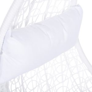 White garden swing hanging Millie metal with suspension - woven synthetic rattan and pillows in white D95x195hcm Hm5996,03