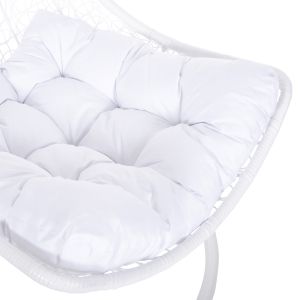 White garden swing hanging Millie metal with suspension - woven synthetic rattan and pillows in white D95x195hcm Hm5996,03