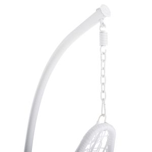 White garden swing hanging Millie metal with suspension - woven synthetic rattan and pillows in white D95x195hcm Hm5996,03