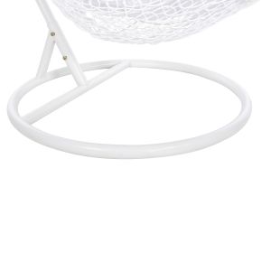 White garden swing hanging Millie metal with suspension - woven synthetic rattan and pillows in white D95x195hcm Hm5996,03