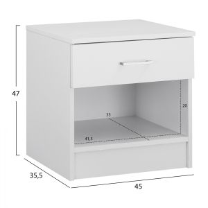 White bedside table Hm2345,05 45x35,5x47cm