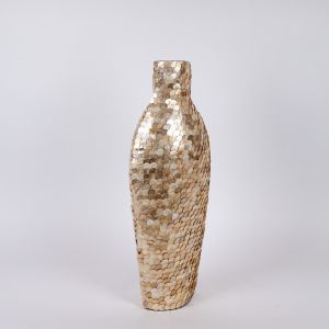 Ваза бежова - златна - преливаща бяла 23x15x60см