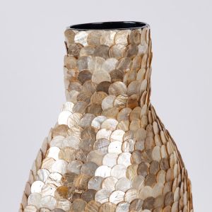 Ваза бежова - златна - преливаща бяла 23x15x60см