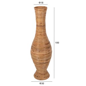 Floor vase Hm7852 made of rattan in natural color D30x100hcm