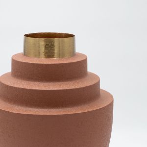 Ваза метална златна плочка 26x26x34см