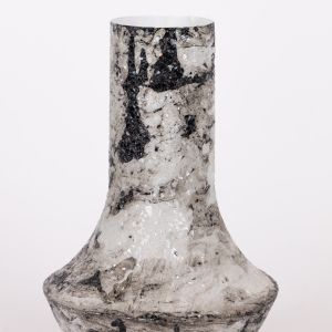 Ваза метална мозайка бяла антична 21x21x31см